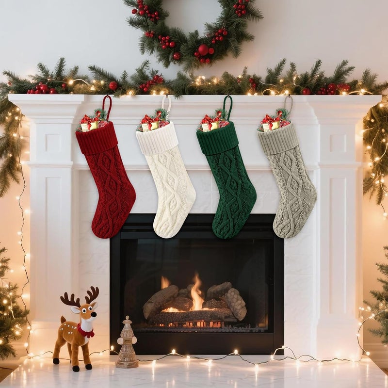 Doitory Store Christmas Stockings,Christmas Hanging Stockings Decoration Soft and Comfortable Knitted Festival Party Xmas Tree Stocking - Image 5